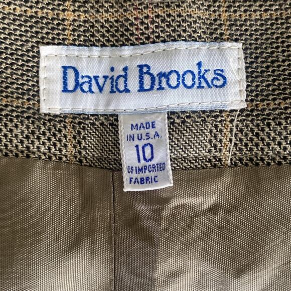 VINTAGE DAVID BROOKS Plaid Suit Women’s Size 10 Tan Glen Plaid Vest Trouser - Picture 10 of 13